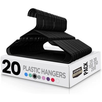 Afbeelding van Utopia Home 20 stuks kleerhangers van duurzaam kunststof met schoudergroeven zwart