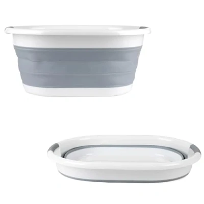 Afbeelding van Beldray LA034816 Wasmand ovaal opvouwbaar met handgrepen van kunststof, eenvoudige opslag voor een compact leven, robuust en duurzaam, grijs