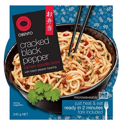 Image de Obento Ramen Noodle Bowl, plat prêt à l&#039;emploi pour micro ondes, poivre noir, 240 g