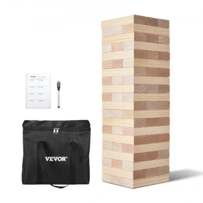 Image de VEVOR Jeu de tour géante empilable en bois pin 60 blocs avec sac rangement