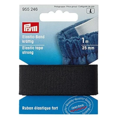 Afbeelding van Prym 955246 elastische band 25 mm zwart 72% PES 28% ED