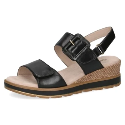 Afbeelding van Caprice Sandalen met plateauzool, Dames, Maat: 42, Black softnap Leer