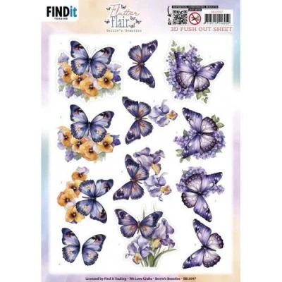 Afbeelding van 3D Push out Sheet Berries Beauties Flutter Flair Purple Flutters