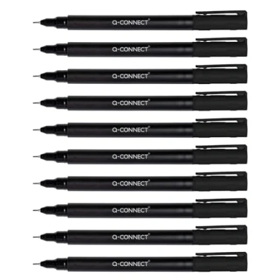 Afbeelding van Q Connect 10 x BD CD/DVD markers, dikte 0,4 mm, zwart, stuks, waterdicht, voor het beschrijven van glas, kunststof, metaal, porselein, folie, alcohol, niet giftig