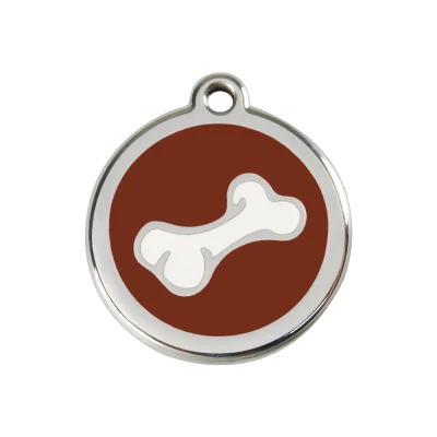 Afbeelding van Comic Bone Brown roestvrijstalen hondenpenning medium/gemiddeld dia. 3 cm RedDingo