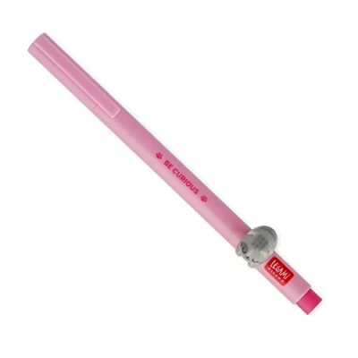 Image de Legami Stylo gel avec animal décoratif, évite le roulement, encre rose, amovible et recombinable, pointe 0,5 mm, thème Kitty, 1 unité