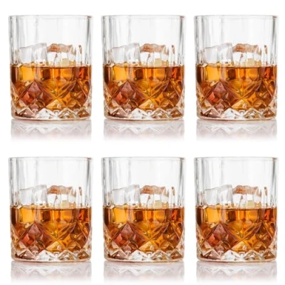 Afbeelding van WinGluge Set van 6 whiskyglazen, whiskyglas, cocktailglas, 330 ml, loodvrije kristalglazen kristalglas, mooi cadeau