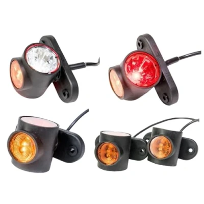 Afbeelding van 2 stuks 12 V 24 rubberen zijmarkeringslichten met E markering voor auto, vrachtwagen, caravan, wit licht, rood, oranje