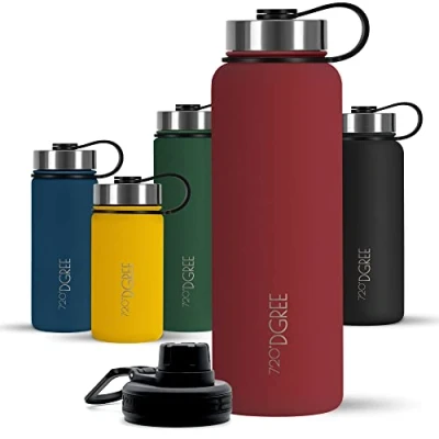 Afbeelding van 720DGREE NoLimit, thermosfles, 950 ml, drinkfles van roestvrij staal voor water, thee, koffie, sap, warme of koude dranken, premium vacuüm geïsoleerd + gratis sportdop