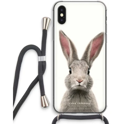 Afbeelding van Case Company® iPhone XS hoesje met Koord Daisy Telefoonhoesje Zwart Extra Bescherming aan alle Kanten en Over de Schermrand
