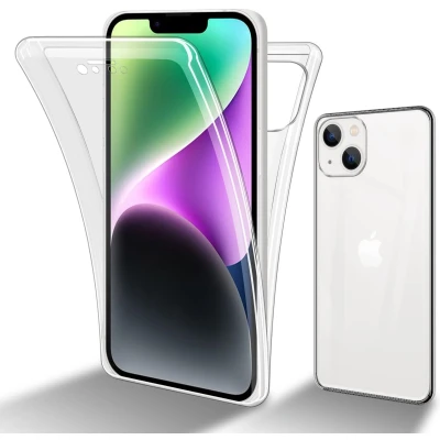 Afbeelding van Cadorabo Hoesje geschikt Voor Apple iPhone 14 in TRANSPARANT 360 Full Body Case Cover Beschermhoes en achterbescherming, all round bescherming met displaybescherming