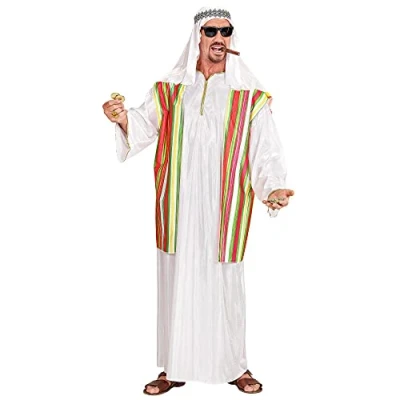 Afbeelding van Widmann 1001 Nacht &amp; Arabisch Midden Oosten Kostuum Sheik Desert Oliesjeik XL Man Rood, Wit / Beige XXL Carnavalskleding Verkleedkleding