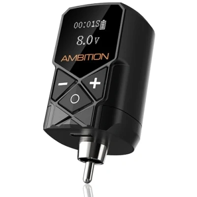 Afbeelding van tattoo voeding Ambition Kuark Mini draagbare draadloze cinch lithiumbatterij 2400 mAh met digitaal led display voor roterende machine
