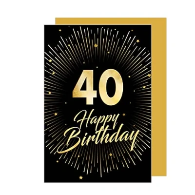 Afbeelding van Edition Seidel Hoogwaardige wenskaart voor de 40e verjaardag met envelop, Happy Birthday dames en heren (GZ345 40 SW023)