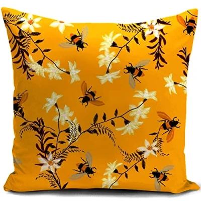 Afbeelding van HUASHUZI Kussensloop bijengeel mosterdgeel dubbelzijdig bedrukt voor vrouwen outdoor decoratie huis tuin woonkamer bank terrasmeubels 45 x cm