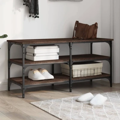 Afbeelding van Schoenenbankje 100x38,5x49 cm bewerkt hout bruineikenkleurig