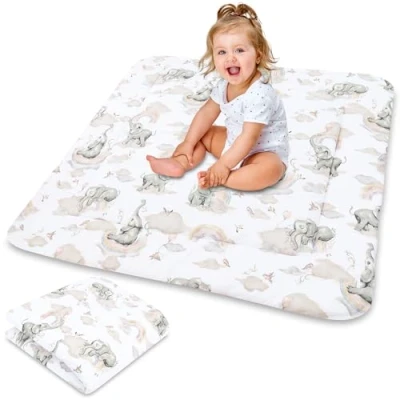 Afbeelding van Kruipmat voor babykamer, vloermatras kinderen, om te spelen in het park, dik katoenen tapijt baby&#039;s en 100 cm, olifant