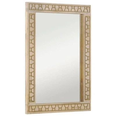 Afbeelding van Badkamerspiegel 50x70x2,5 cm massief mangohout en glas