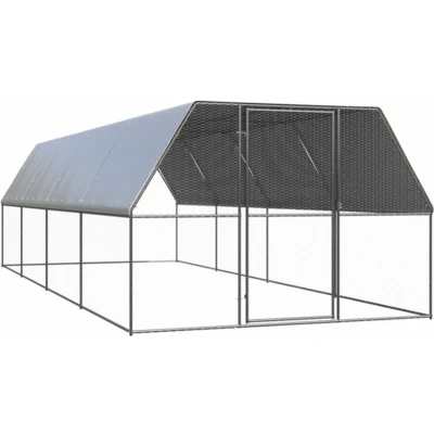 Afbeelding van vidaXL Buitenhok voor kippen 3x8x2 m gegalvaniseerd staal
