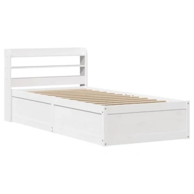 Afbeelding van vidaXL Bedframe met hoofdeinde 100x200 cm massief grenenhout wit