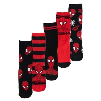 Afbeelding van United Labels Marvel Spiderman 5 paar herensokken 40 45, zwart/rood, 45 EU, Zwart/Rood