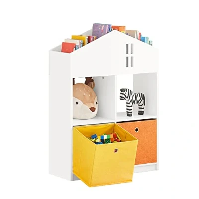 Afbeelding van SoBuy Kinderopslag voor boeken en speelgoed, boekenkast kinderen, mini kinderkamer, 2 manden, 65 x 27 91 cm, KMB49 W