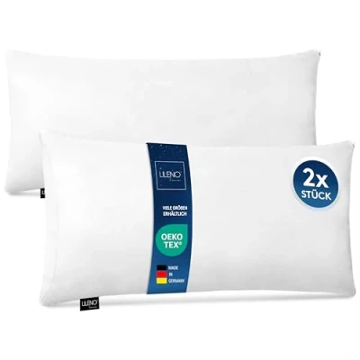 Afbeelding van LILENO HOME Set van 2 hoogwaardige microvezelkussens 40 x 80 cm 450 g vulling wasbaar tot 95 C met ritssluiting kussen als