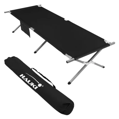 Afbeelding van campingbed Opvouwbaar 210x83x46 cm Zwart met draagtas tot 150 kg Hauki