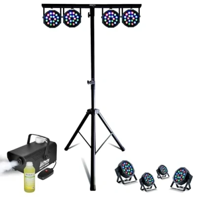 Afbeelding van Mooving Light &amp; Sound Verstelbare ML SUPPORT DJLIGHT 4 spots per RGB Rookmachine Verjaardagsfeest