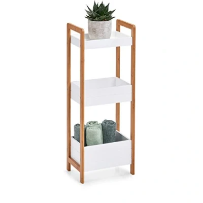 Afbeelding van Zeller Bijzet kastje bamboe hout 3 planken 28 x 74 cm open kast met