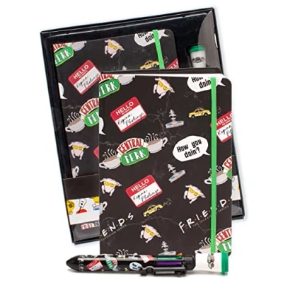Afbeelding van Friends Notitieboek en pen geschenkdoos DIN A5 met veelkleurige cadeau F.R.I.E.N.D.S voor meisjes, jongens, mannen vrouwen