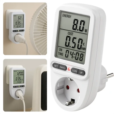 Afbeelding van Cheqo Energiekosten Meter voor Standaard Stopcontact Energie Verbruiksmeter met Duidelijk Display kWh tot 3680W Nauwkeurige Stroomverbrui