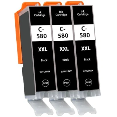 Afbeelding van 3 inktcartridges XXL, zwart, groot, compatibel met Canon PGI 580 voor Pixma TR7500, TR7550, TR8500, TR8550, TS6100, TS6150, TS6151, TS6300, TS6350, TS8100, TS8151, TS8151 TS81 5. 2 TS8 350 TS9150 TS9155