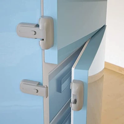 Afbeelding van SAFELON 2 stuks baby veiligheid koelkast slot, kind proof vriezer deur peuter veiligheidsvergrendeling vergrendeling (grijs)