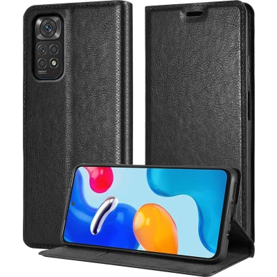 Afbeelding van Cadorabo Hoesje geschikt voor Xiaomi RedMi NOTE 11 4G / 11S in ZWARTE NACHT Beschermhoes met magnetische sluiting, standfunctie en kaartvakje Book Case Cover Etui