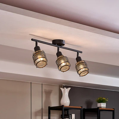 Afbeelding van Lindby buitenspot 3lichts ijzer H: 22.5 cm E14 zwart, goud