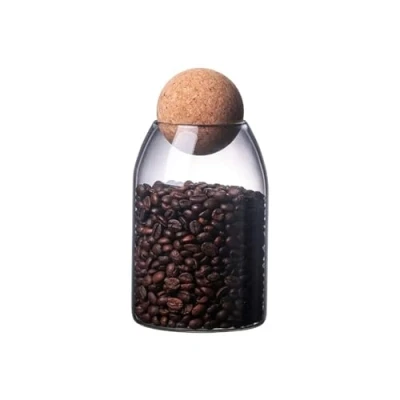 Afbeelding van Glazen voorraadpot voor levende wezens, 750 ml, luchtdicht, glas snoep, met kurkkogel, zwangerschap, suiker, koffie, koekjes