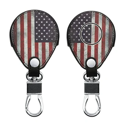 Afbeelding van kwmobile Autosleutelaccessoire compatibel met Harley Davidson motorsleutel Kunstleer beschermhoes Amerikaanse vlag blauw rood wit