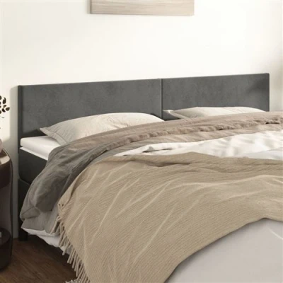 Afbeelding van Hoofdborden 2 st 80x5x78/88 cm fluweel donkergrijs
