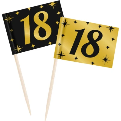 Afbeelding van Coctail Prikkers 18 jaar Classy 6,5cm 50 stuks