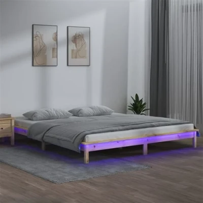 Afbeelding van Bedframe LED massief hout 120x200 cm