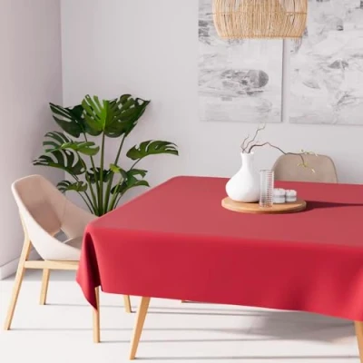 Image de Soleil d&#039;ocre, Alix Nappe carrée Anti tâches, Polyester, Rouge, 180x180 cm