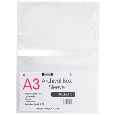 Afbeelding van Artcare 10 stuks A3 PK archiefhoezen (niet geperforeerd) van kleurloos synthetisch materiaal, 45,5 x 0,1 35,5 cm