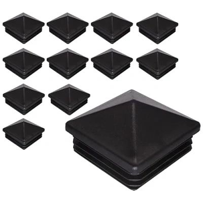 Afbeelding van SKIR&#039;CO Set van 12 vierkante kunststof stoppen 80 x mm zwart RAL 9005