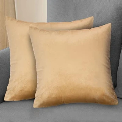 Afbeelding van Komfortec Set van 2 fluwelen kussenslopen, 45 x cm, decoratieve kussenhoes voor slaapkamer, beige