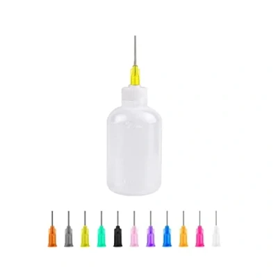 Afbeelding van 50 ml applicatorflessen met 11 doseernaalden van 1,3 cm voor knutselen, acrylverf, olieverf, handwerk, kunstwerken, hobby