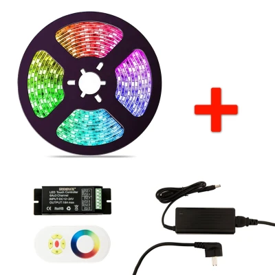 Afbeelding van RGB LED Strip Set, 5 Meter, 14.4 Watt/meter, Met Adapter &amp; Touch Controller