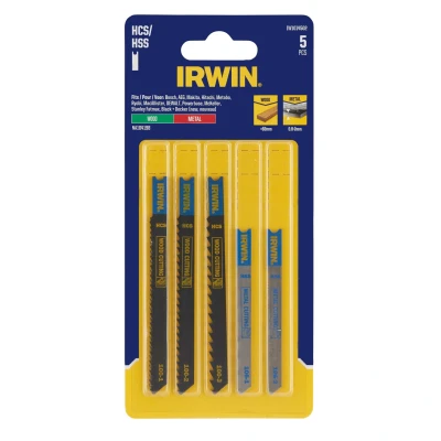 Afbeelding van Set decoupeerzaagbladen 5PCS Mix 3xhout, 2xmetaal. Diverse vertanding. U aansluiting.