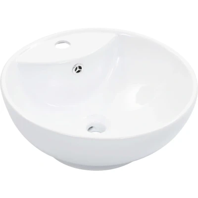 Afbeelding van Wastafel met overloop 46,5x18 cm keramiek wit