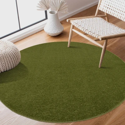 Afbeelding van Uni Effen Laagpolig Vloerkleed Modern Groen 200 cm rond